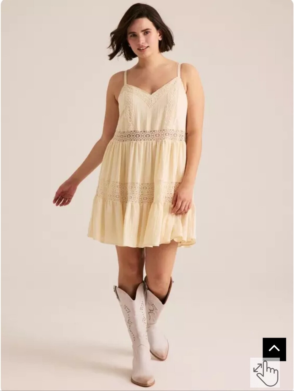 Festi Lace Trim Tiered Mini Dress - Cream